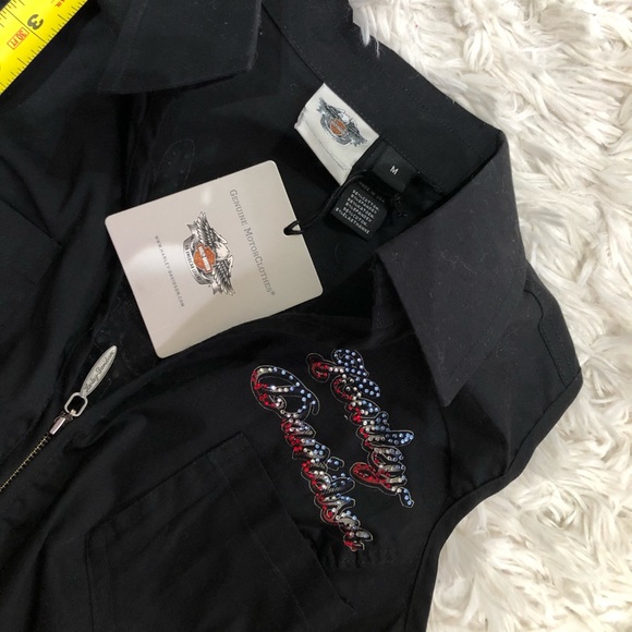 Harley Davidson zip up patriotic sleeveless Amazing top. NWT! Freedom Eagle #1❤️ - Picture 8 of 15